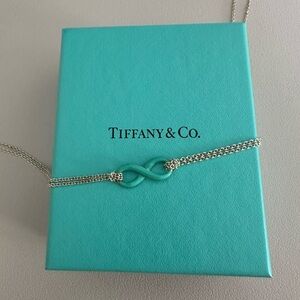 Tiffany & Co blue enamel infinity necklace